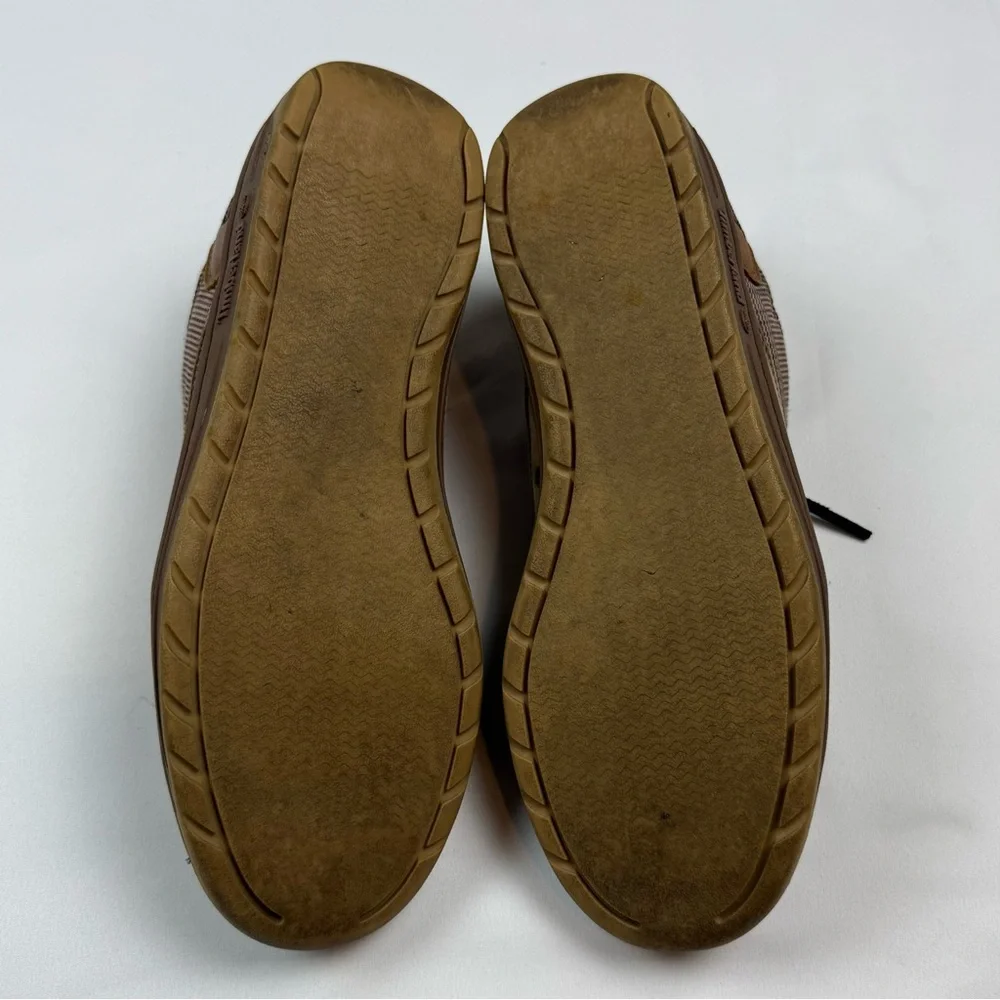 Vtg Timberland Mens Deck Shoes US 9 Leather/Canvas Plaid Brown